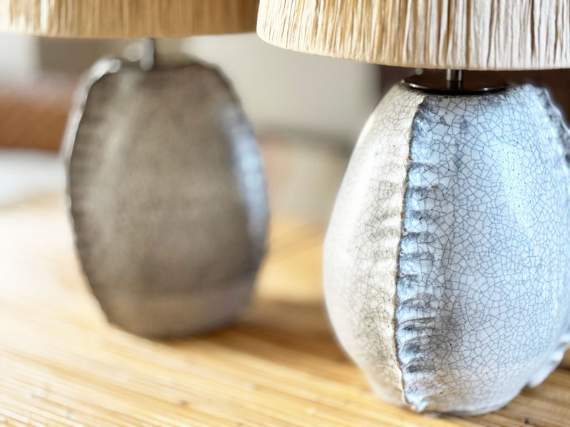 A Pair of Ceramic Crackle Lamps by Anna Scholz