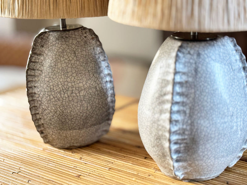 A Pair of Ceramic Crackle Lamps by Anna Scholz