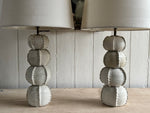 A Pair of 'Spine' White Ceramic Lamps by Anna Scholz