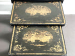 An Antique Nest of Black Lacquer Chinoiserie Tables