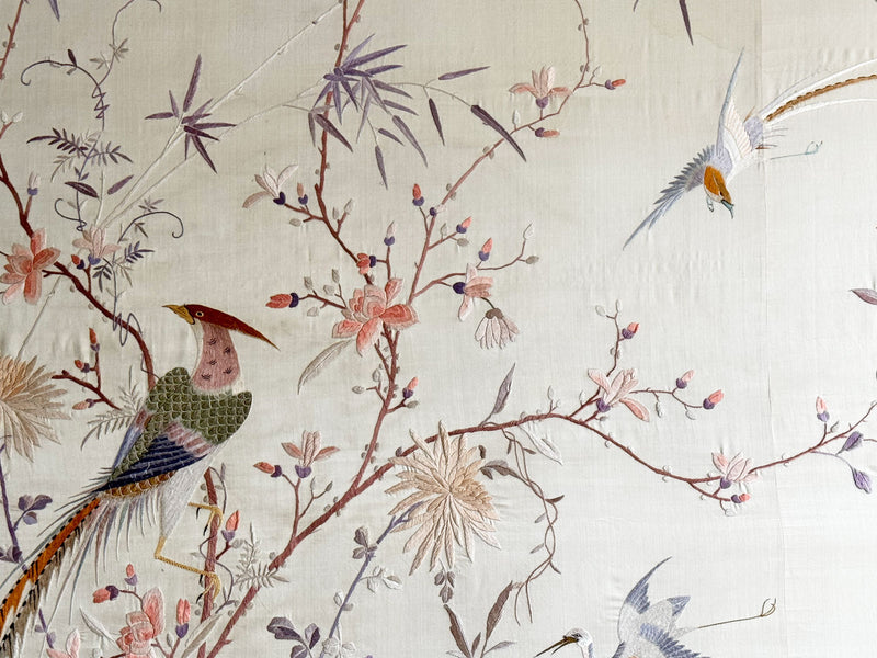 An Early 20th C Cantonese Silk Framed Embroidery