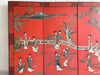 A Red Lacquered 1920's Chinese Export Four Panel Double Sided Screen