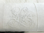 'L' Large Bolster Cushion - Antique French L Monogram on Linen L-0823