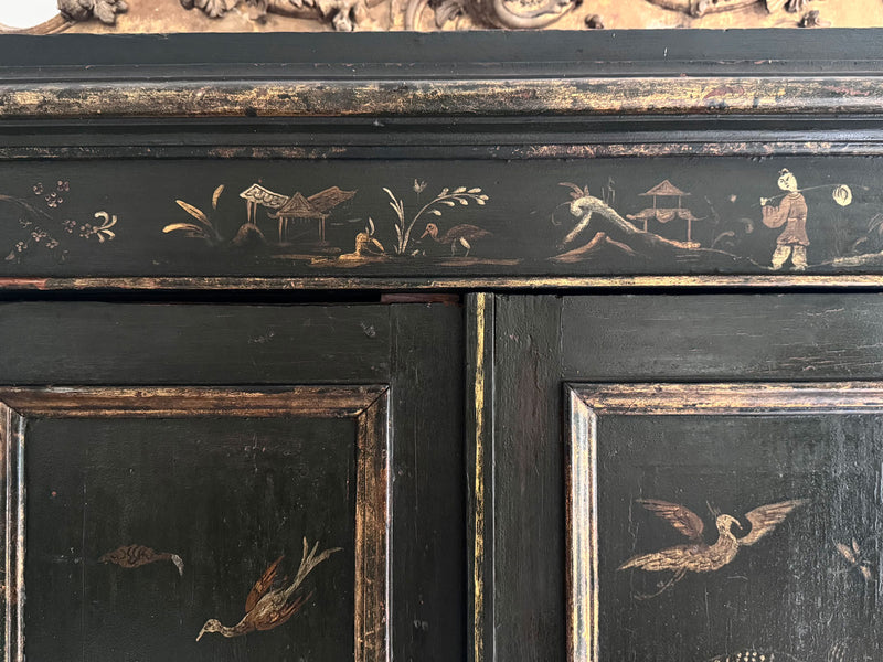 A 19th C Italian Two Door Cupboard with Chinoiserie Decoration