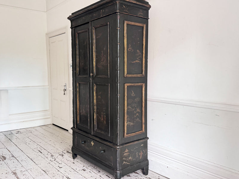 A 19th C Italian Two Door Cupboard with Chinoiserie Decoration