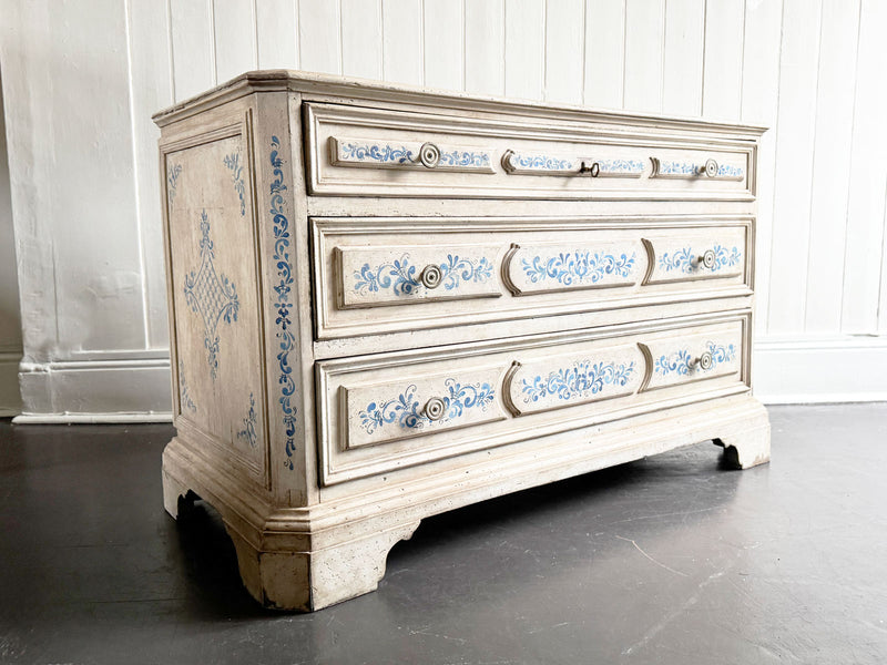 An 18th C Italian Three Drawer Commode with Later Decoration