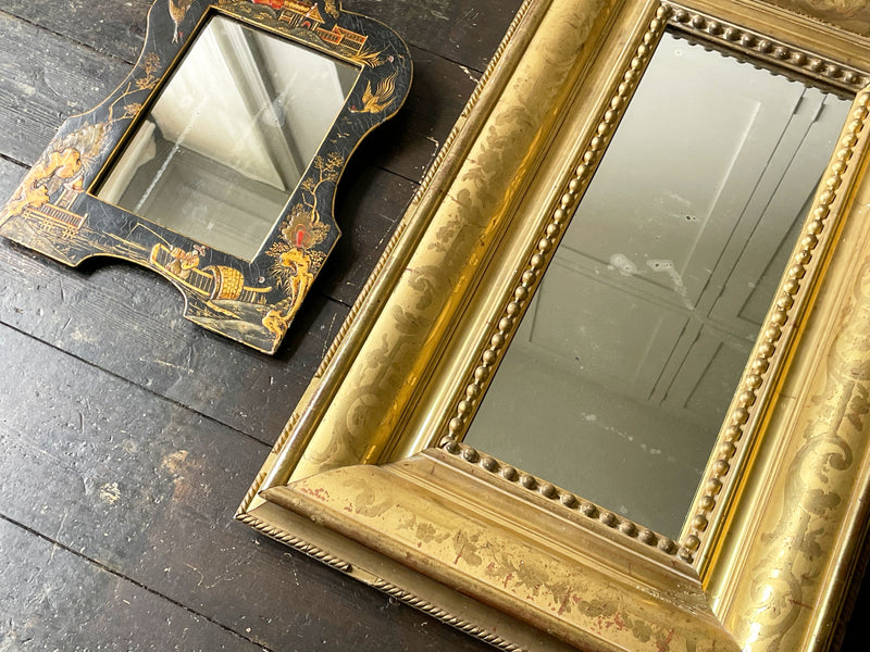 A 19th C Etched Giltwood Molded Frame Rectangular Italian Mirror