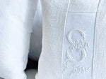 S - An Antique French White on White 'S' Monogrammed 30cm Cushion