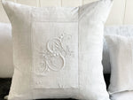 S - An Antique French Monogrammed 50cm 'S' Cushion