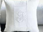 J - An Antique French White on White 'J' Monogrammed 40cm Cushion