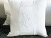 L - An Antique French White on White 'L' Monogrammed 40cm Cushion