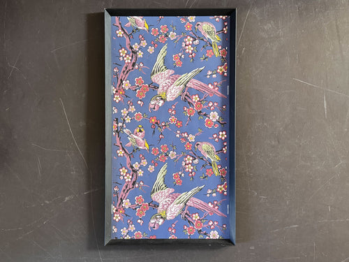 A Colourful 19th C French Wallpaper Panel with Parrots & Flowers