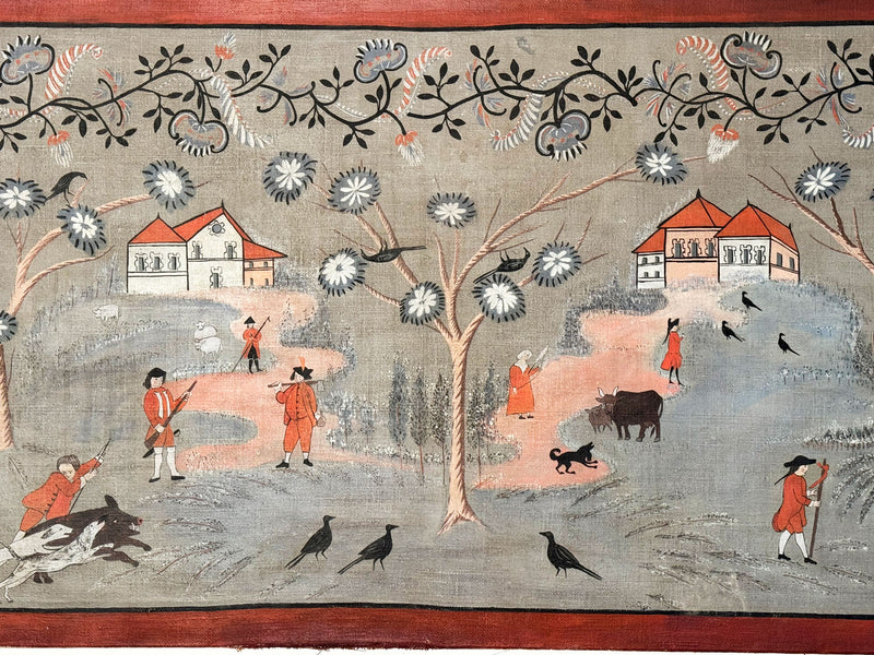 A Charming Early 19th C Painted Swedish Canvas