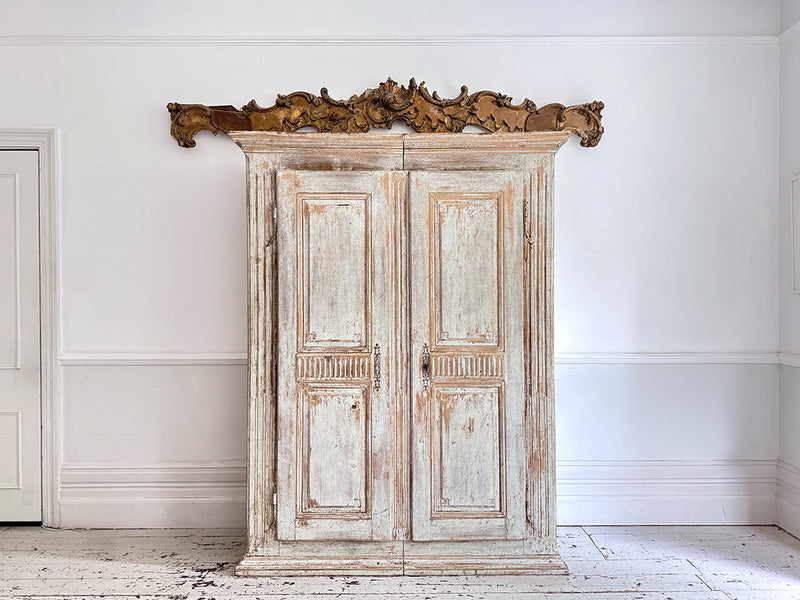 A Late 18th C Painted French Armoire with Reeded Decoration
