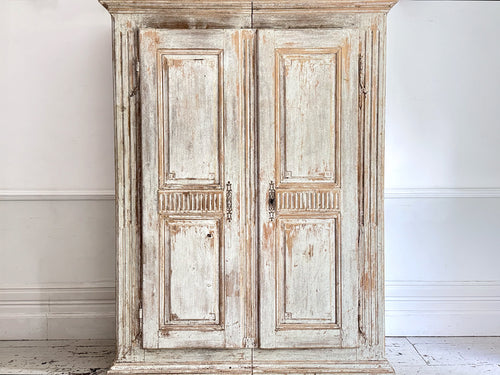 A Late 18th C Painted French Armoire with Reeded Decoration