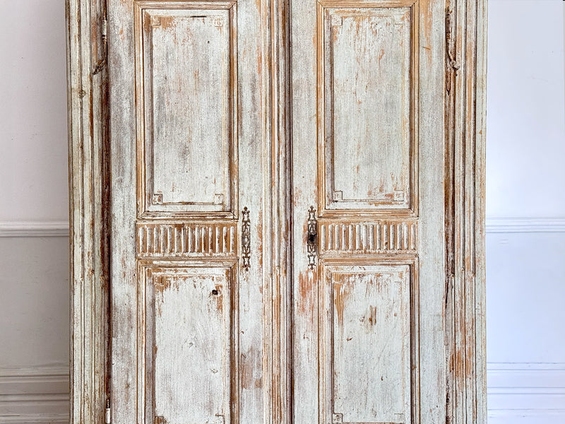 A Late 18th C Painted French Armoire with Reeded Decoration