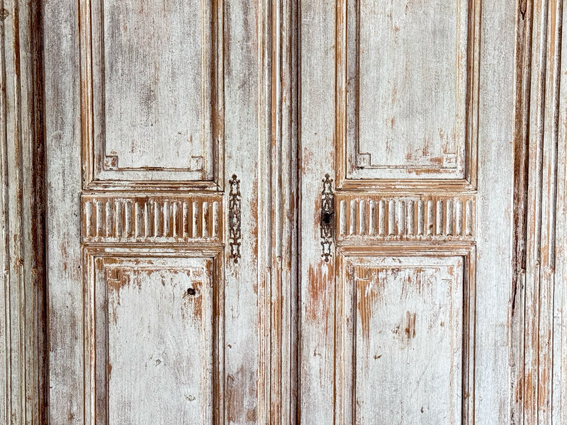 A Late 18th C Painted French Armoire with Reeded Decoration
