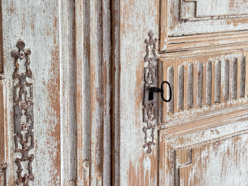 A Late 18th C Painted French Armoire with Reeded Decoration