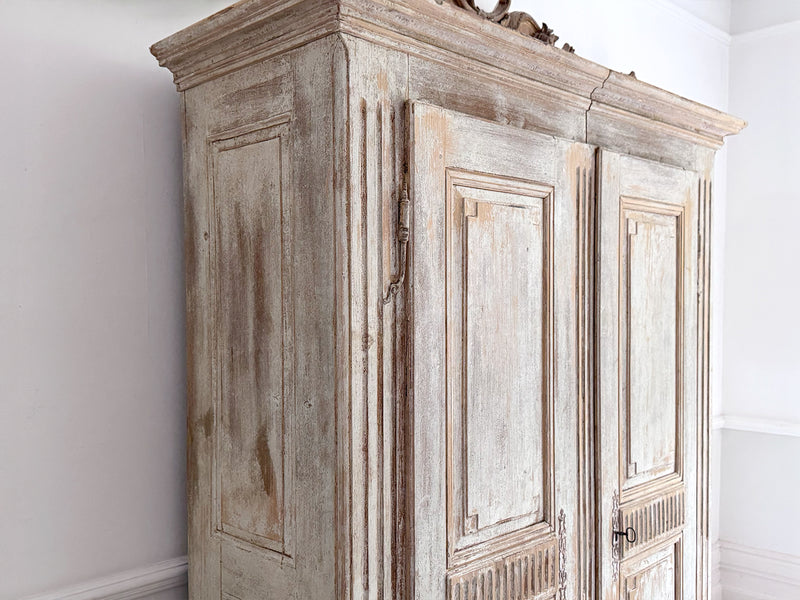 A Late 18th C Painted French Armoire with Reeded Decoration