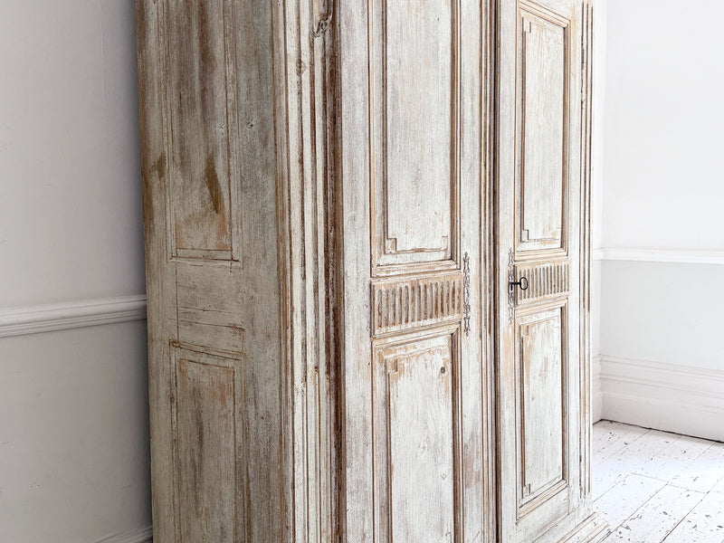 A Late 18th C Painted French Armoire with Reeded Decoration