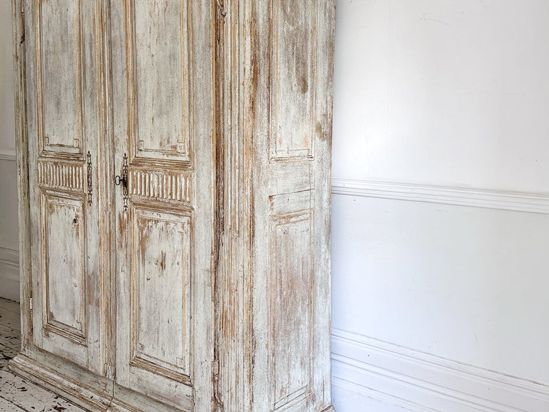A Late 18th C Painted French Armoire with Reeded Decoration