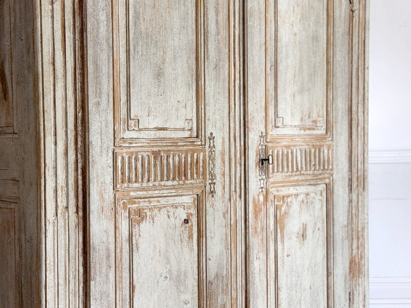 A Late 18th C Painted French Armoire with Reeded Decoration
