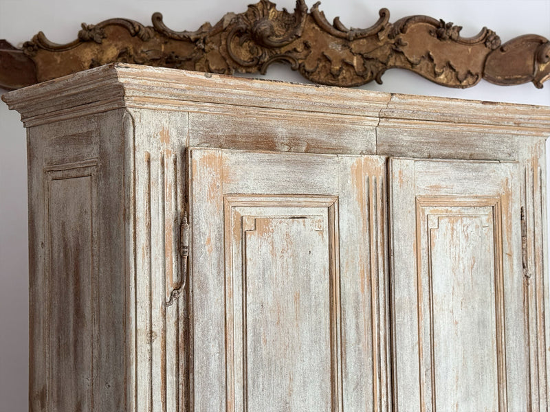 A Late 18th C Painted French Armoire with Reeded Decoration
