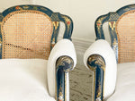 A Pair of Early 20th C Blue Lacquered Chinoiserie Armchairs