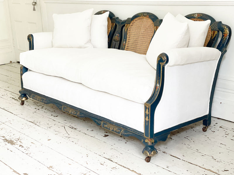 An Early 20th C Blue Lacquered Chinoiserie Sofa