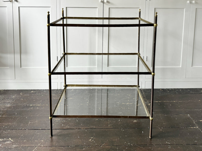 A Late 19th C French Brass Etagere with Three Adjustable Shelves