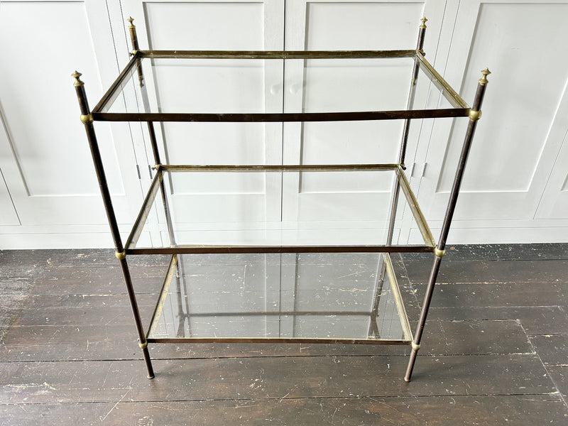 A Late 19th C French Brass Etagere with Three Adjustable Shelves