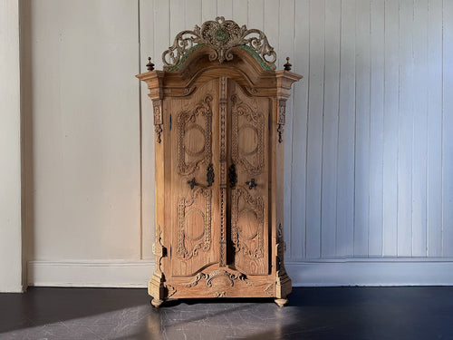 A Petite 18th C Carved Cupboard with Crest