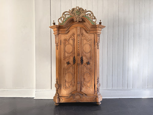 A Petite 18th C Carved Cupboard with Crest