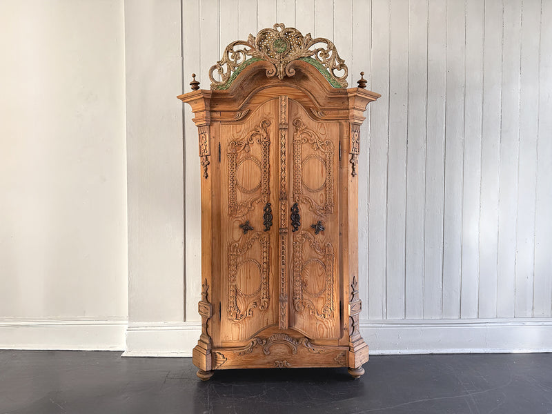 A Petite 18th C Carved Cupboard with Crest