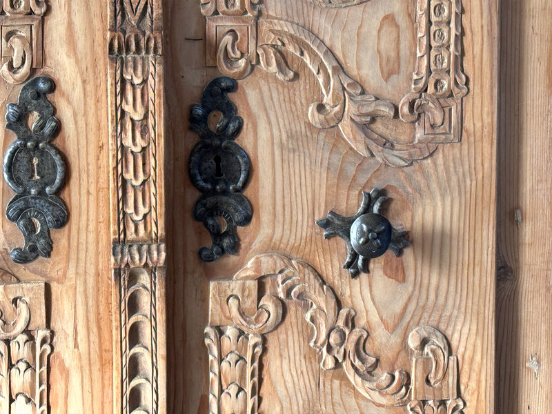 A Petite 18th C Carved Cupboard with Crest