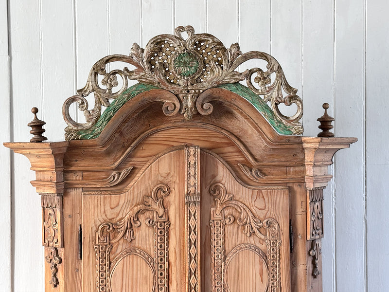 A Petite 18th C Carved Cupboard with Crest