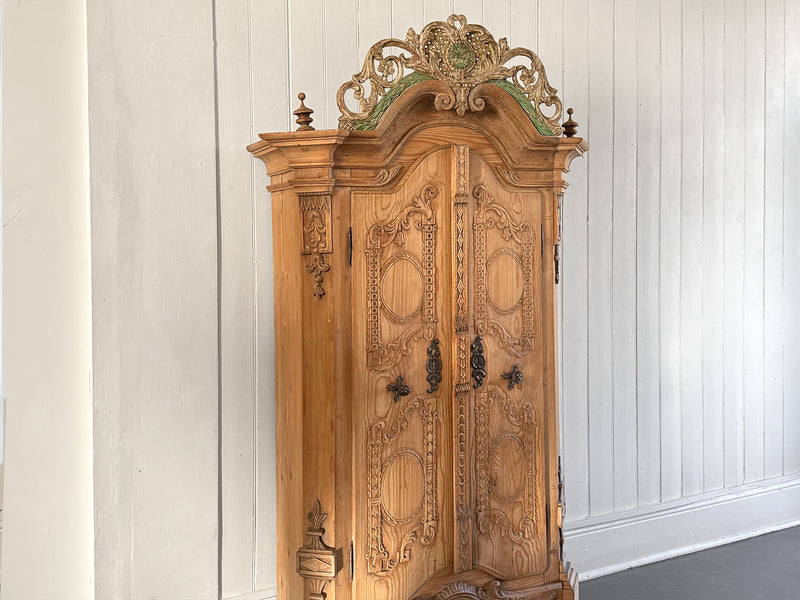 A Petite 18th C Carved Cupboard with Crest