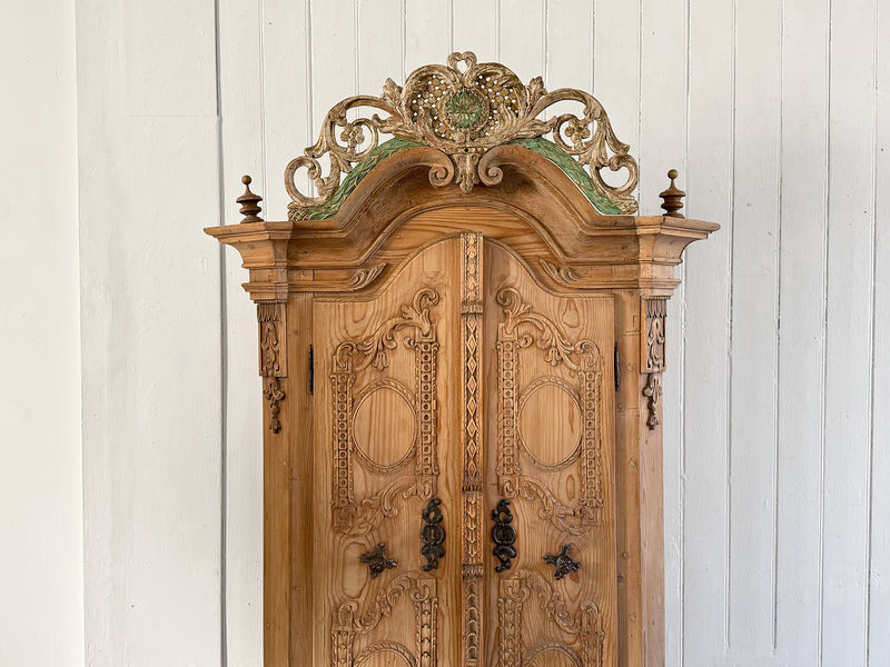 A Petite 18th C Carved Cupboard with Crest