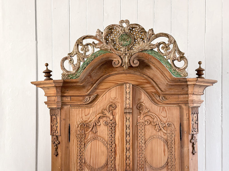 A Petite 18th C Carved Cupboard with Crest