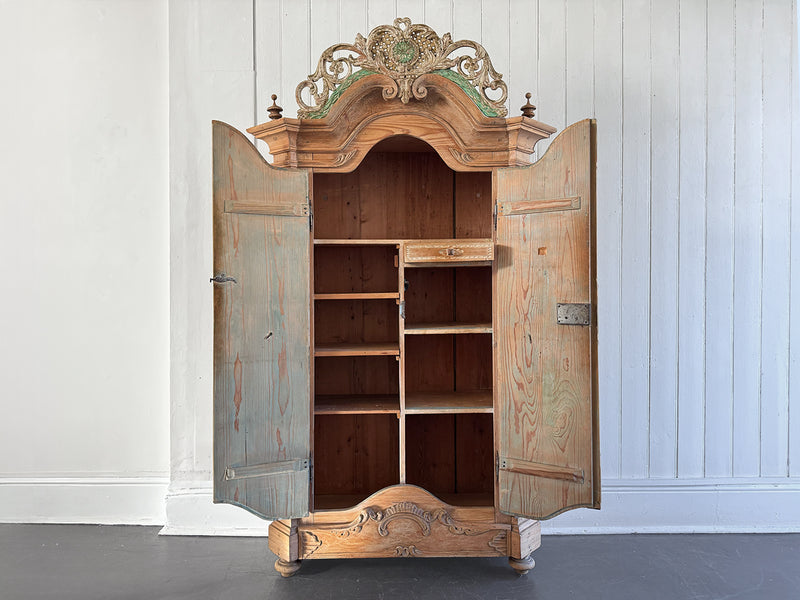 A Petite 18th C Carved Cupboard with Crest