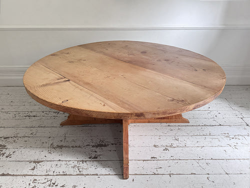 A Huge Circular Estate Made Cedar Wood Dining Table