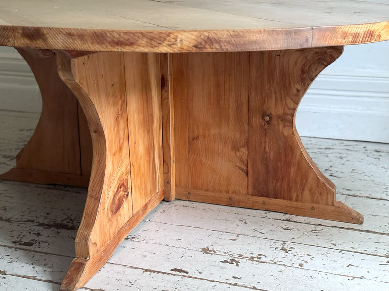 A Huge Circular Estate Made Cedar Wood Dining Table