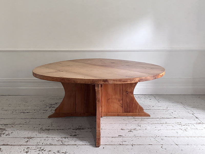 A Huge Circular Estate Made Cedar Wood Dining Table