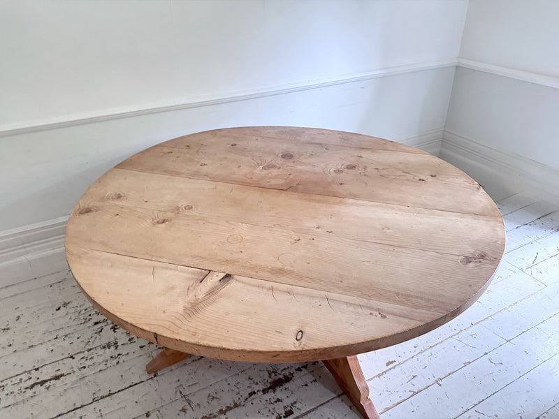 A Huge Circular Estate Made Cedar Wood Dining Table