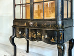 A Late 19th C Chinoiserie Lacquered & Glazed Cabinet on Stand