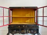 A Late 19th C Chinoiserie Lacquered & Glazed Cabinet on Stand