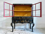 A Late 19th C Chinoiserie Lacquered & Glazed Cabinet on Stand