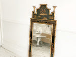 A 19th C Italian Black Lacquer Chinoiserie Mirror with Pagoda Top