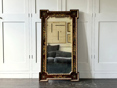 An Early 20th C Rectangular Chinoiserie Lacquer Mirror 