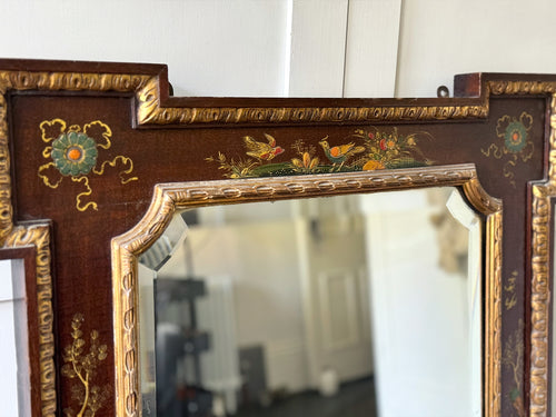 An Early 20th C Rectangular Chinoiserie Lacquer Mirror 